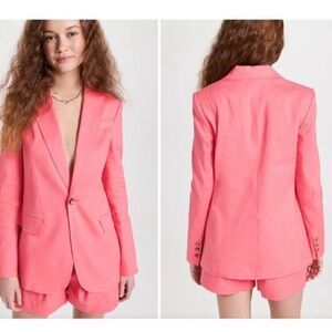 A.L.C. Coral Pink Donovan Linen Cotton Blend‎ Blazer Jacket Size 2